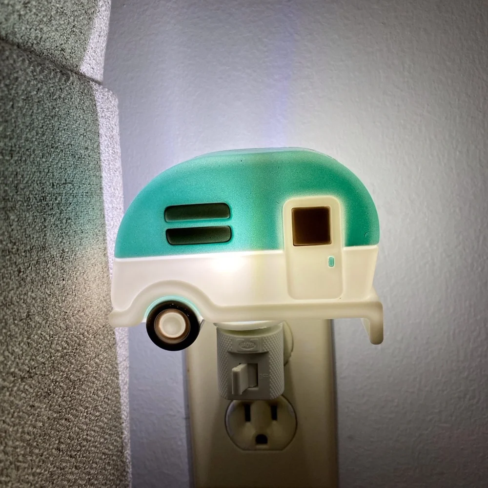 Teal Camper Night Light Bulb Included On/Off Switch - Camping Summer Decor